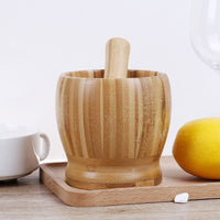 0131 Merge Wooden Mortar and Pestle Set Garlic Pugging Herb Mill Crusher Grinding Large Set Appliance.