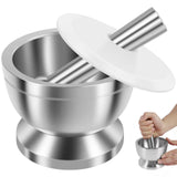 0134 Merge Mortar And Pestle Stainless Steel Pot Garlic Spice Herbs Bowl Mill Grinder Tools Appliance.