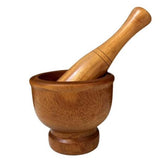 0137 Merge Hard Wood Mortar And Pestle Set Natural Timber Garlic Herb Spice Grinder Smash Appliance