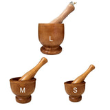 0137 Merge Hard Wood Mortar And Pestle Set Natural Timber Garlic Herb Spice Grinder Smash Appliance