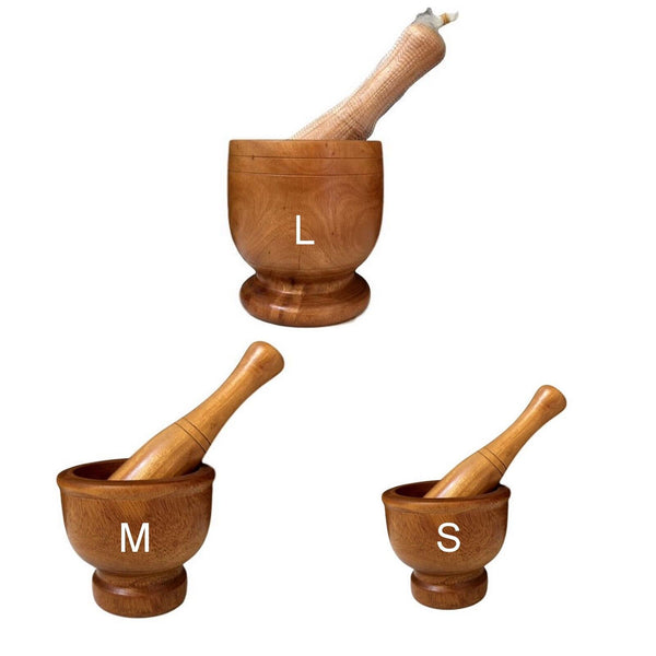 0137 Merge Hard Wood Mortar And Pestle Set Natural Timber Garlic Herb Spice Grinder Smash Appliance