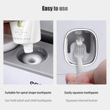 0170 Merge Handsfree Toothbrush Holder Automatic Toothpaste Dispenser Set 5 Holders 4 Cups Health.