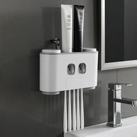 0170 Merge Handsfree Toothbrush Holder Automatic Toothpaste Dispenser Set 5 Holders 4 Cups Health.