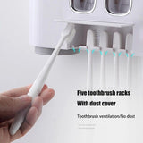 0170 Merge Handsfree Toothbrush Holder Automatic Toothpaste Dispenser Set 5 Holders 4 Cups Health.