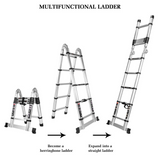 0221 Merge 3.2M Telescopic Folding Ladder Aluminium Alloy Extension Step Ladder