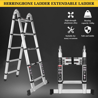 0222 Merge 3.8M Telescopic Folding Ladder Aluminium Alloy Extension Step Ladder