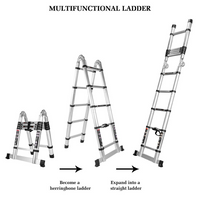 0222 Merge 3.8M Telescopic Folding Ladder Aluminium Alloy Extension Step Ladder