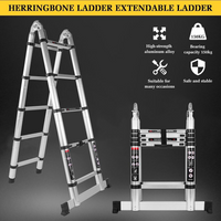 0223 Merge 4.4M Telescopic Folding Ladder Aluminium Alloy Extension Step Ladder