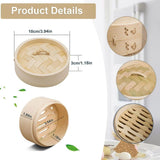 0232 Merge 10CM Bamboo Steamer With Lid Basket Round Food Dim Sum Steamer Kitchen