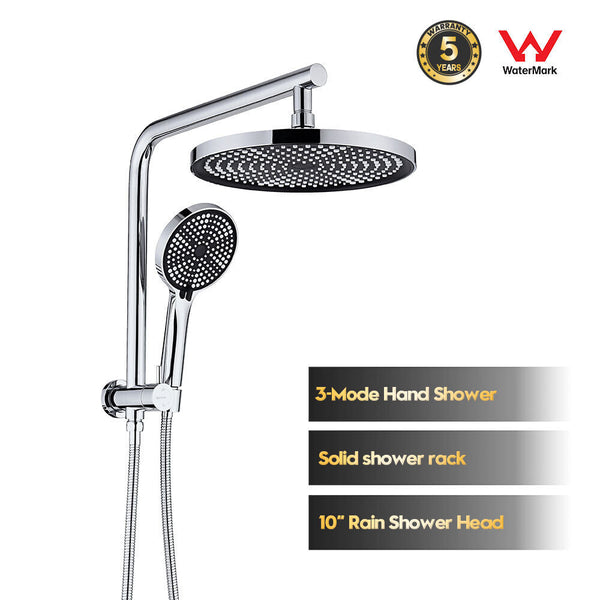 0241 Merge Wels 10" Rain Shower Head Set 3 Modes Hand Held Shower 2in1 Shower Mixer Taps