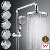 0245 Merge ACA Wels 8" Rain Shower Head Set Round 5 Mode Handheld High Pressure Chrome