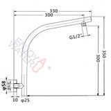 0247 Merge ACA 8" Rain Shower Head Set Gooseneck Arm Wall Mounted Bathroom Chrome Round