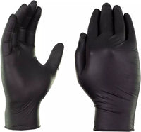 Disposable 6G Black Nitrile gloves With Textured Fingers Box Of 100,4.7 Mil th Protective.