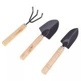 0324 Merge 3Pcs Set Mini Garden Hand Tool Plant Gardening Shovel Spade Rake Wooden Handle Awesome Yard