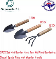 0324 Merge 3Pcs Set Mini Garden Hand Tool Plant Gardening Shovel Spade Rake Wooden Handle Awesome Yard