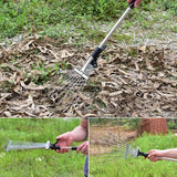 0330 Merge Telescopic Metal 9 Teeth Garden Leaf Rake Lawn Grass Rake Cleaning Tool Yard.