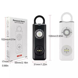 0502 Merge Personal Alarm Key Chain Flashlight 130DB High Decible Security Emergency Alert White.