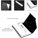 0512 Merge Metal Business Card holder PU Leather Stainless Steel Card Case Waterproof Dust Proof