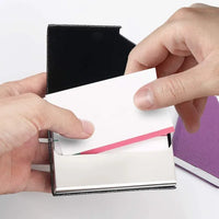 0512 Merge Metal Business Card holder PU Leather Stainless Steel Card Case Waterproof Dust Proof