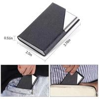 0512 Merge Metal Business Card holder PU Leather Stainless Steel Card Case Waterproof Dust Proof