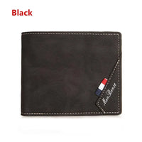 0513 Merge Mens Black Short Spicing Horizontal Wallet With Large capacity And Multiple card Slots and Zipper