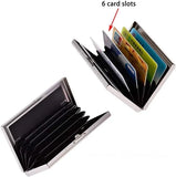 0514 Merge Quality Stainless Steel And PU Leather Credit Card Holder Men Slim Anti Protect Travel ID Cardholder