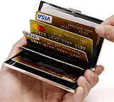 0514 Merge Quality Stainless Steel And PU Leather Credit Card Holder Men Slim Anti Protect Travel ID Cardholder