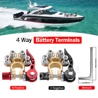 06127 Merge 2pcs 4 - Way Positive Negative Battery Terminal Connectors clamp Car Van Caravan