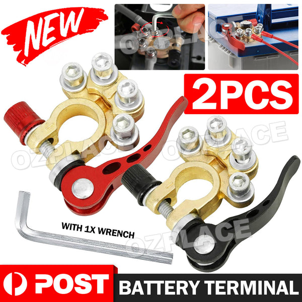 06127 Merge 2pcs 4 - Way Positive Negative Battery Terminal Connectors clamp Car Van Caravan