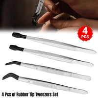 07144 Merge 4pcs Portable Rubber Tip Tweezers For Craft Laboratory Industrial Hobby Tweezer.