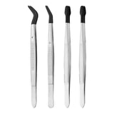 07144 Merge 4pcs Portable Rubber Tip Tweezers For Craft Laboratory Industrial Hobby Tweezer.