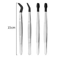 07144 Merge 4pcs Portable Rubber Tip Tweezers For Craft Laboratory Industrial Hobby Tweezer.