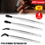 07144 Merge 4pcs Portable Rubber Tip Tweezers For Craft Laboratory Industrial Hobby Tweezer.