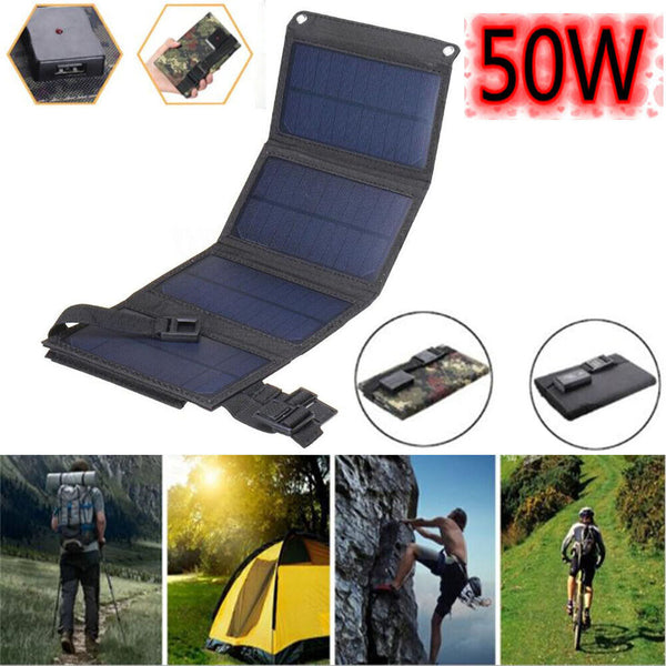 1109 Merge 50W USB Solar Panel Kits Folding Power Bank Outdoor Camping Hiking Phone Charger