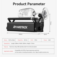 1118 Merge 360 Degree Rotary For Laser Engraving Cylindrical Objects Cans R2L4