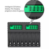 13126 Merge 8 Slot Smart Battery Charger For AA/AAA Rechargable Batteries LCD Display AUHIS	Battery Charges