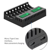 13126 Merge 8 Slot Smart Battery Charger For AA/AAA Rechargable Batteries LCD Display AUHIS	Battery Charges