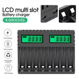 13126 Merge 8 Slot Smart Battery Charger For AA/AAA Rechargable Batteries LCD Display AUHIS	Battery Charges