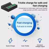 13126 Merge 8 Slot Smart Battery Charger For AA/AAA Rechargable Batteries LCD Display AUHIS	Battery Charges