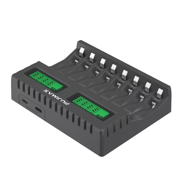 13126 Merge 8 Slot Smart Battery Charger For AA/AAA Rechargable Batteries LCD Display AUHIS	Battery Charges