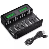 13127 Merge Smart Battery Charger 8 Slots Rechargable For AA/AAA/C/D LCD Display