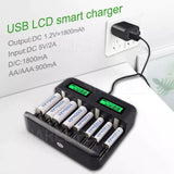 13127 Merge Smart Battery Charger 8 Slots Rechargable For AA/AAA/C/D LCD Display