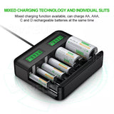 13127 Merge Smart Battery Charger 8 Slots Rechargable For AA/AAA/C/D LCD Display