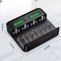 13127 Merge Smart Battery Charger 8 Slots Rechargable For AA/AAA/C/D LCD Display