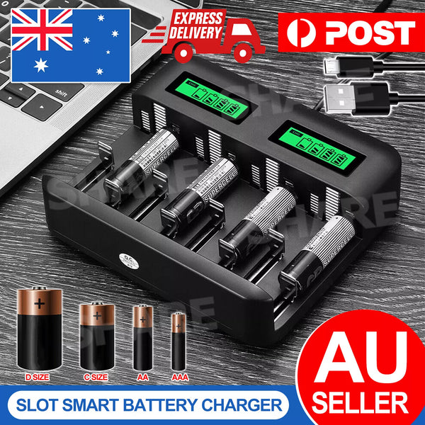 13127 Merge Smart Battery Charger 8 Slots Rechargable For AA/AAA/C/D LCD Display