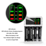 13128 Merge New 4 Slots Smart Battery Charger LED Display For AA AAA Rechargable Batteries Battery Charges