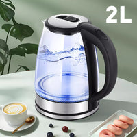 14127 Merge Dual Wall 2L Glass Cordless Kettle Electric LED Water Maker Jug S/Steel Kettle