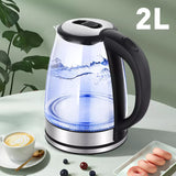 14127 Merge Dual Wall 2L Glass Cordless Kettle Electric LED Water Maker Jug S/Steel Kettle