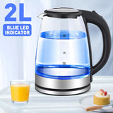 14127 Merge Dual Wall 2L Glass Cordless Kettle Electric LED Water Maker Jug S/Steel Kettle