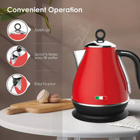 14134 Merge Vintage Electric Kettle Red 1.7L Stainless Steel Auto Off 2200W Kettle.